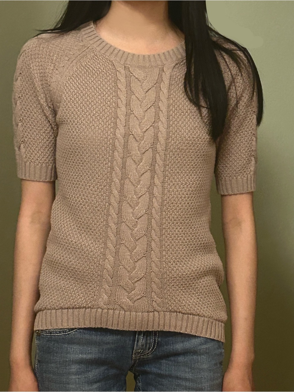 3/$20 Elegant Cable Knit Sweater - Taupe